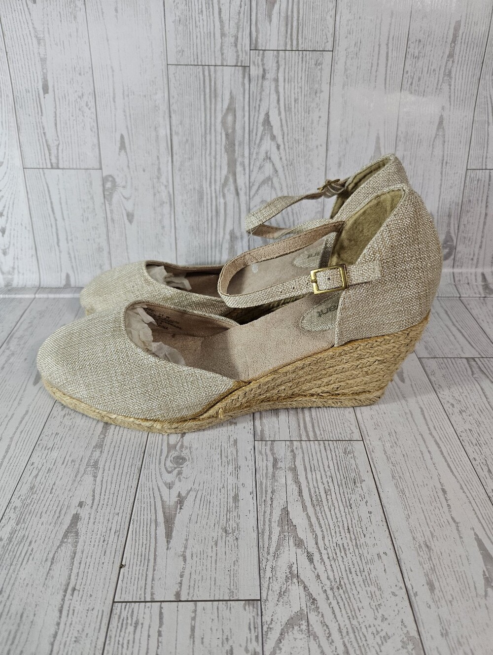 Lane Bryant Tan Espadrille Wedge Sandals Women’s Size 11 W Wide Lace Up